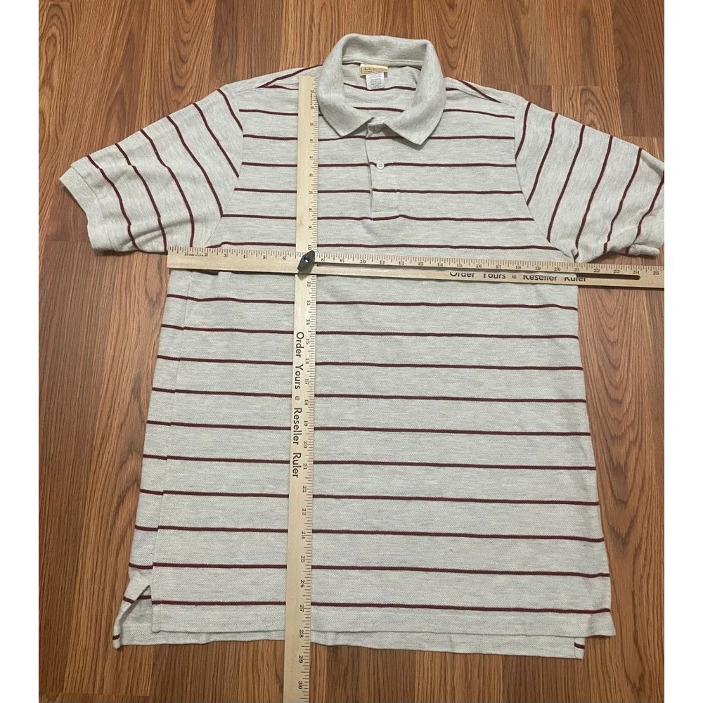 L.L.Bean Polo Mens Tall Large Stripe Made In USA Double L Short Sleeve